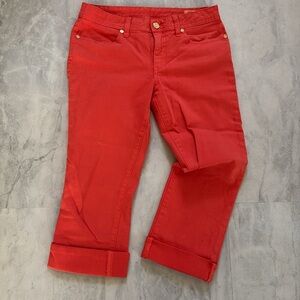 Tory Burch   Jeans  cropped/ankle pants  orange  embroidered back pocket logos
